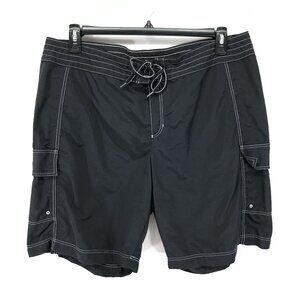 Lands' End Cargo Board Shorts Women's Plus Size 16 Petite Black Pockets Summer